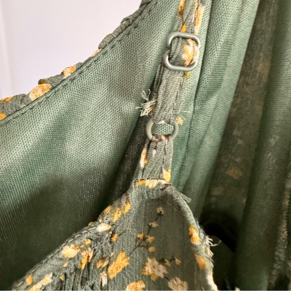 Women's Lined Babydoll Tiered Green Cottagecore Dress Adjustable Straps ‎ Size L - Picture 13 of 13
